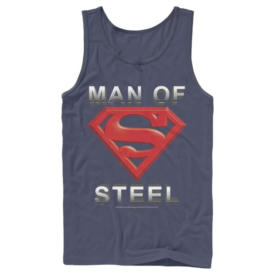 Superman Men’s Man of Steel Beveled Logo  Tank Top