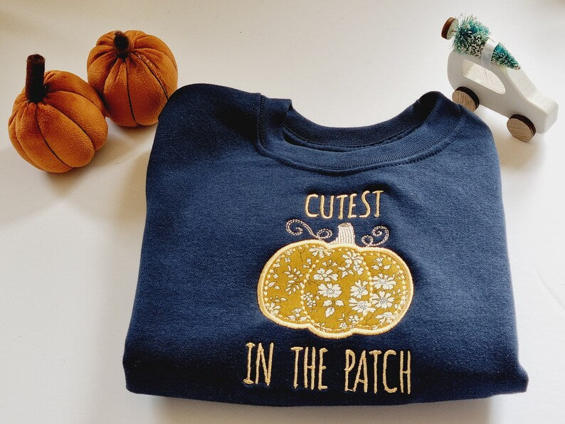 Cute As A Pumpkin Halloween Embroidered Sweatshirt 2D Crewneck Sweatshirt All Over Print Sweatshirt For Women Sweatshirt For Men Sws3777