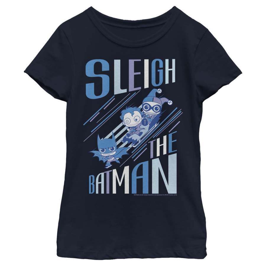 Batman Girl’s Christmas Sleigh the Hero  T Shirt