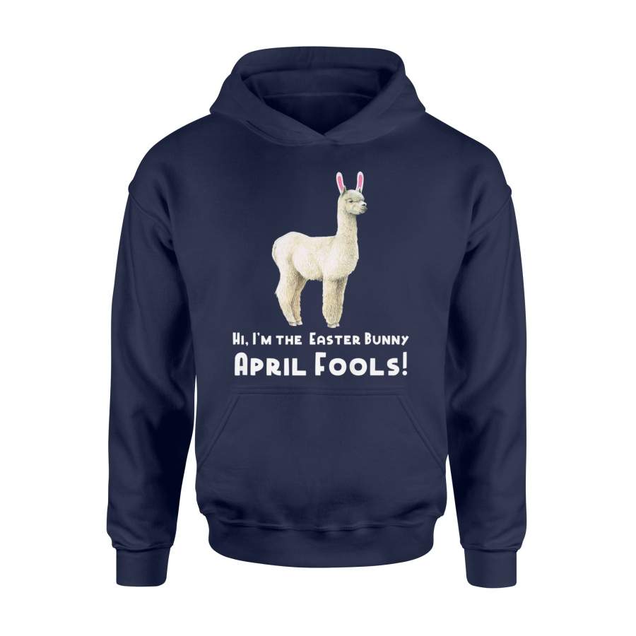 Easter Llama Funny April Fools Easter Bunny Fitted Hoodie