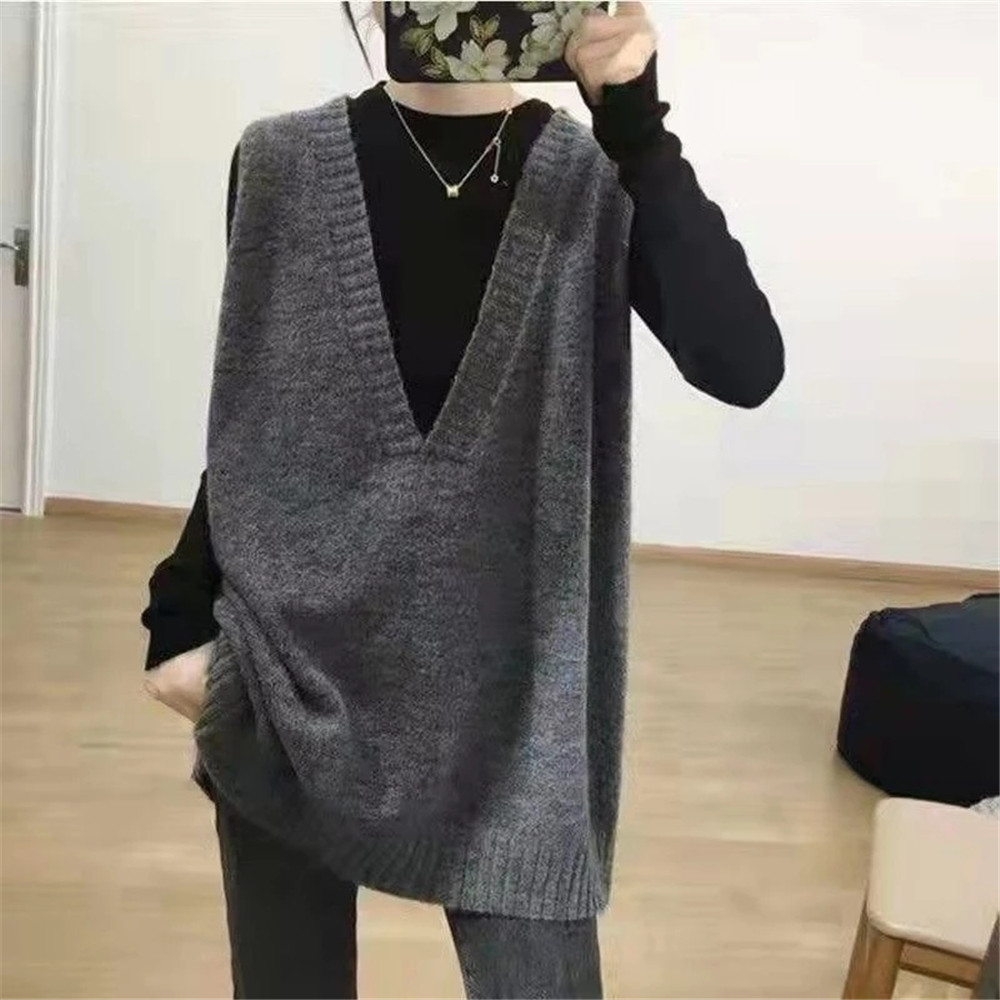 2022 Autumn Winter Women Casual Loose Knitted Sweater Sleeveless Female Jumper Women Sweater Vest Ladies Pullovers Waistcoat alx