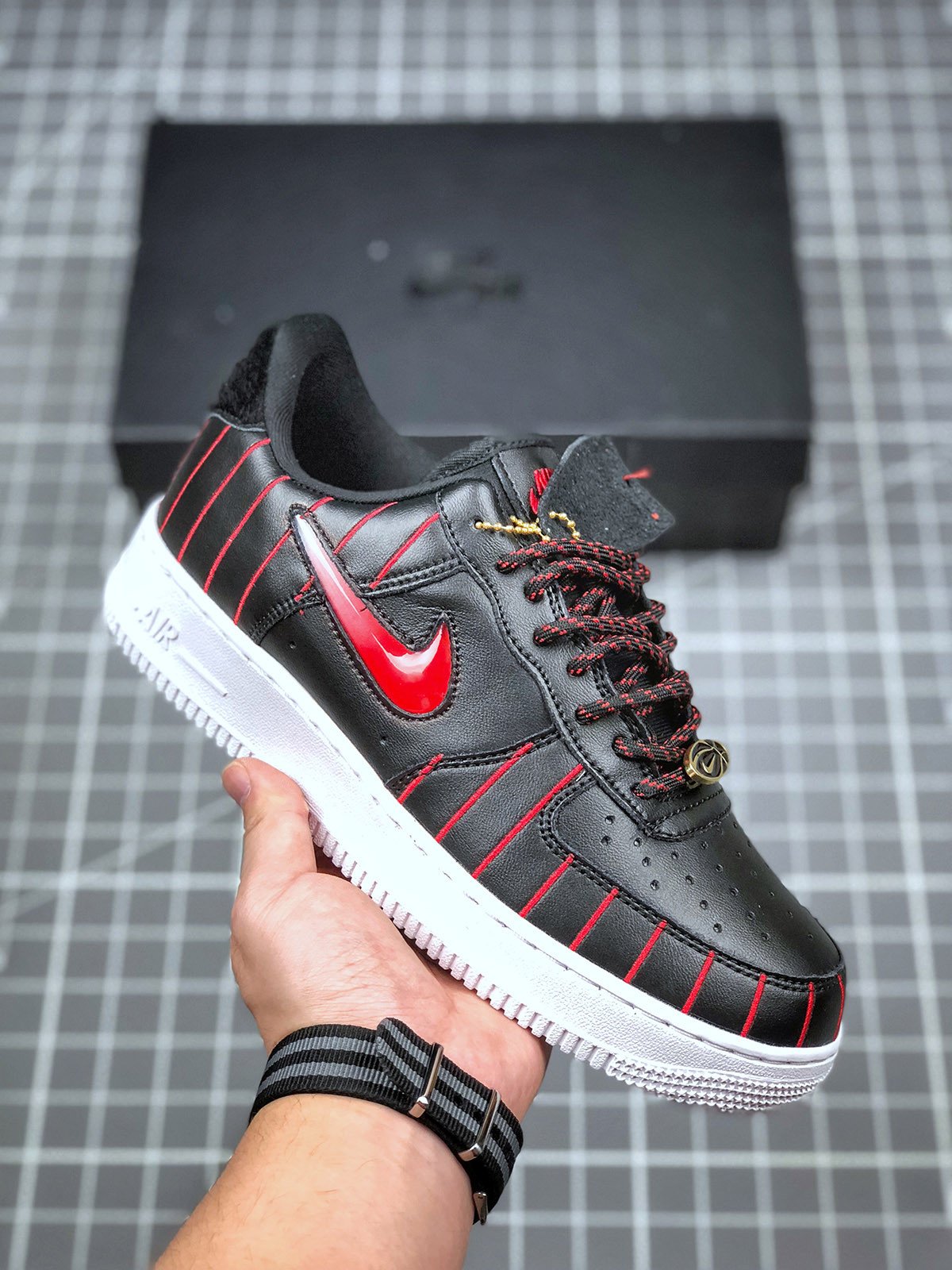 Nike Air Force 1 Jewel Chicago BlackUniversity Red-Black-White 5340559