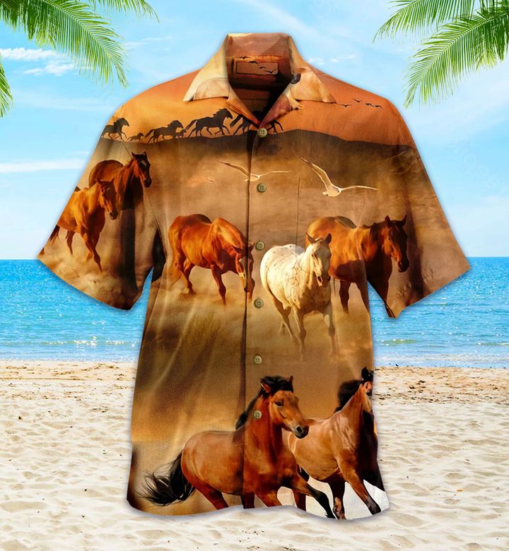 Horse In The Field Sunset Hawaii Shirt Ha55438