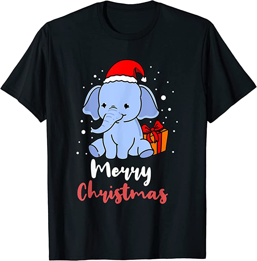 Awesome Cute Elephant Santa Hat Merry Christmas Party Pajama T-Shirt