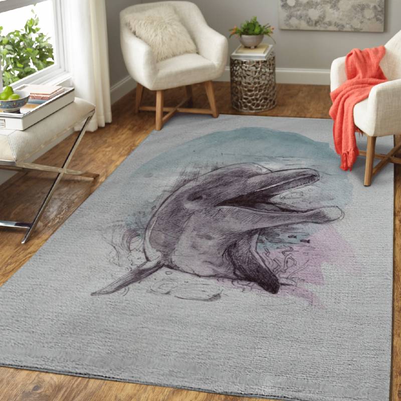 Happy Dolphin  – Inspiring Animals Area Rug Carpet