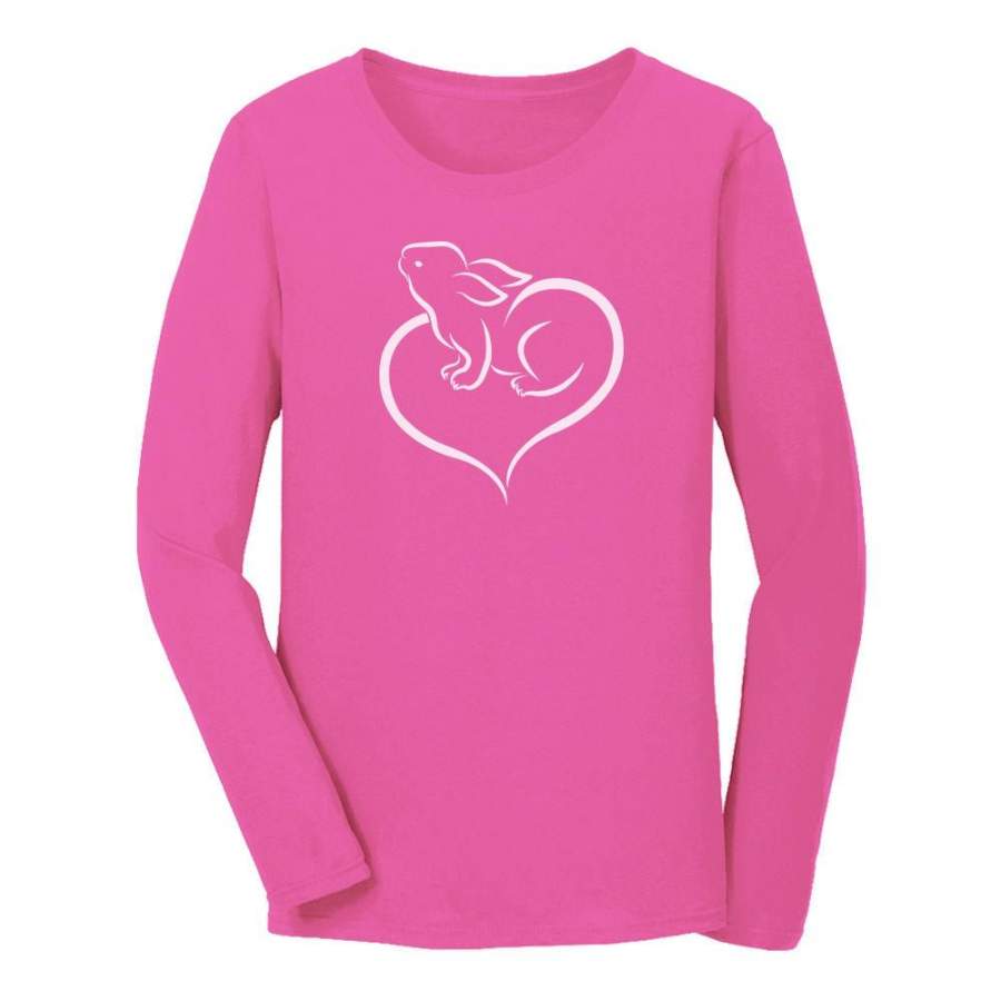 Love Heart Bunny Women Long Sleeve T-Shirt