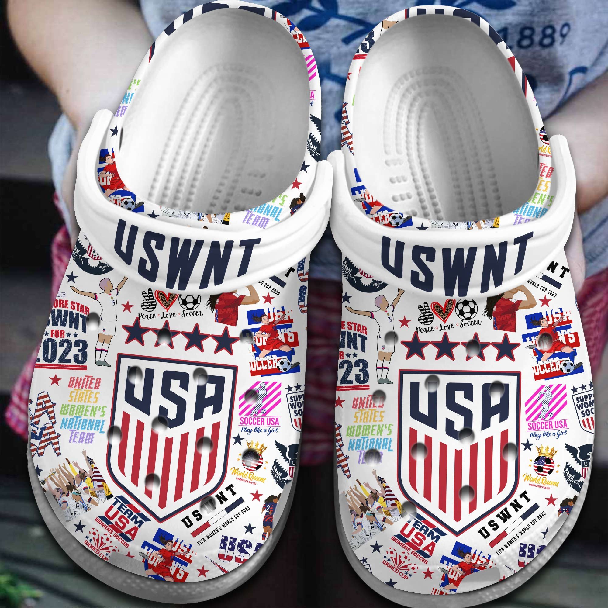 U.S. Women’s National Team US Soccer Sport Crocs Crocband Clogs Shoes Comfortable For Men Women and Kids