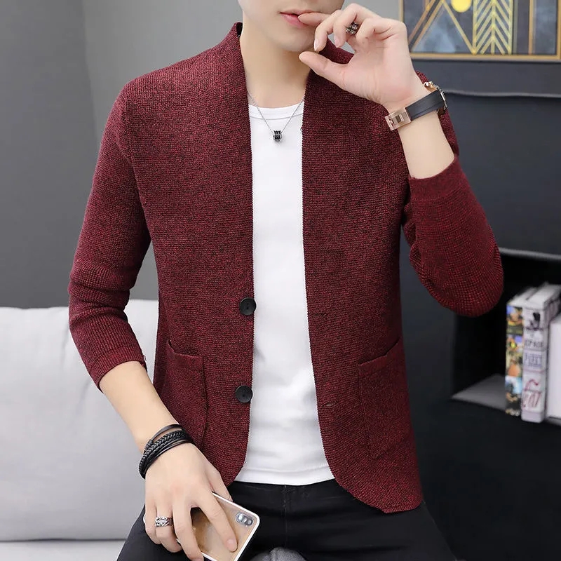 Solid Cardigan Men Clothing Casual Knitted Sweater Coat Male Clothes 2022 Autumn New Long Sleeve Knitwear Tops Casaco Masculino alx