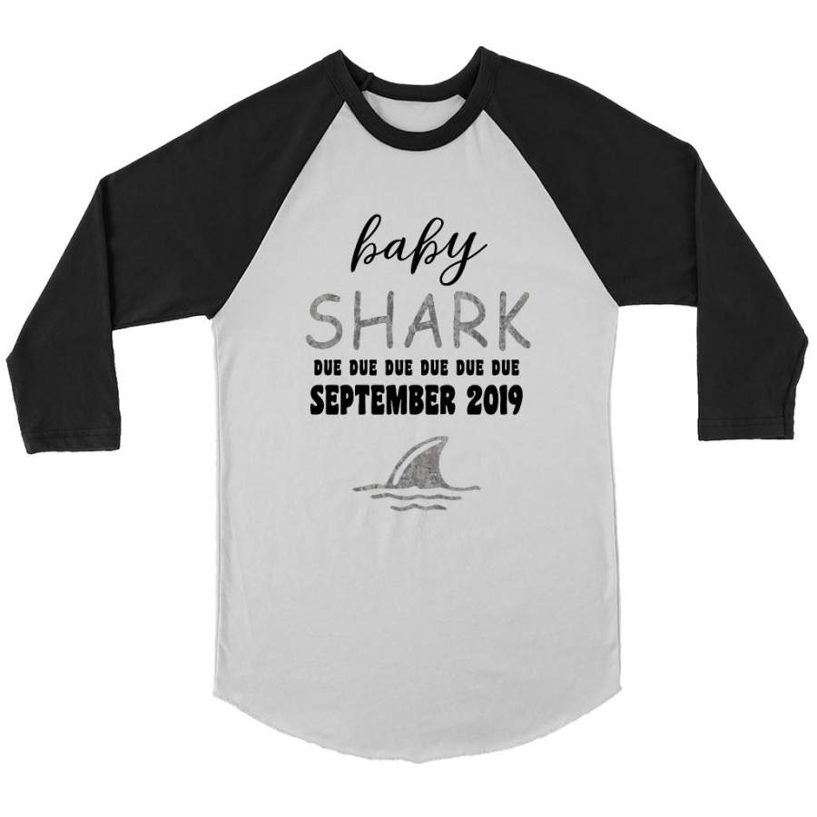 Baby Shark Due Due Due Due September2019, Birthday Gift – Canvas 3/4 Raglan Shirt