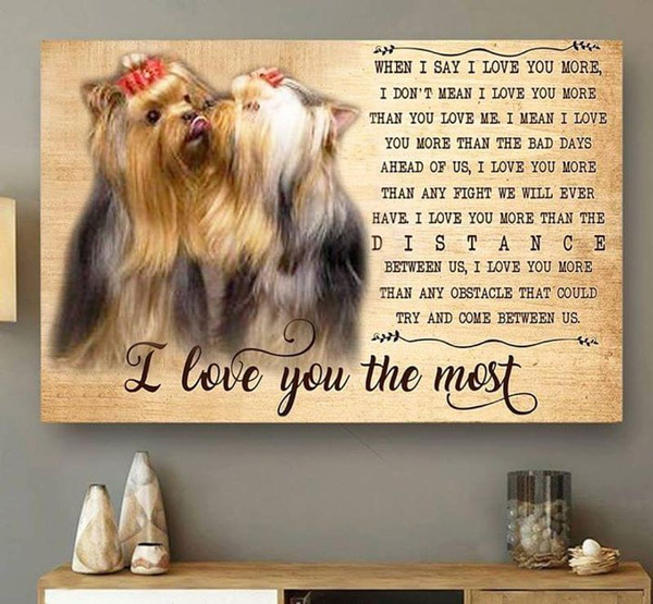 Yorkshire Terrier I Love You Anniversary, Gift For Couple Lovers Horizontal Poster & Canvas Home Decor Wall Art Visual Art