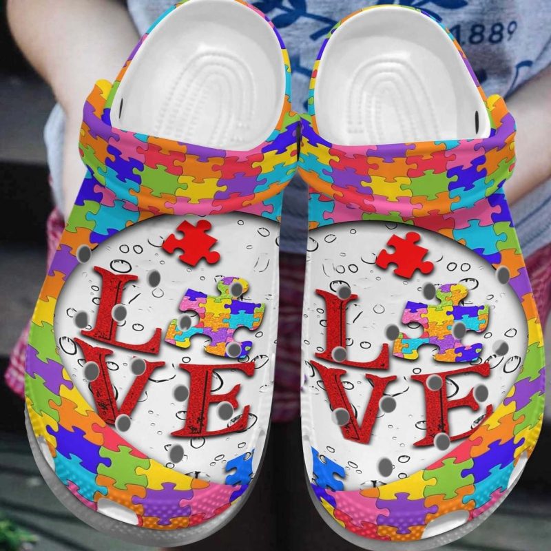 Autism Awareness Love Puzzle Crocband Clog Shoes For Men Women