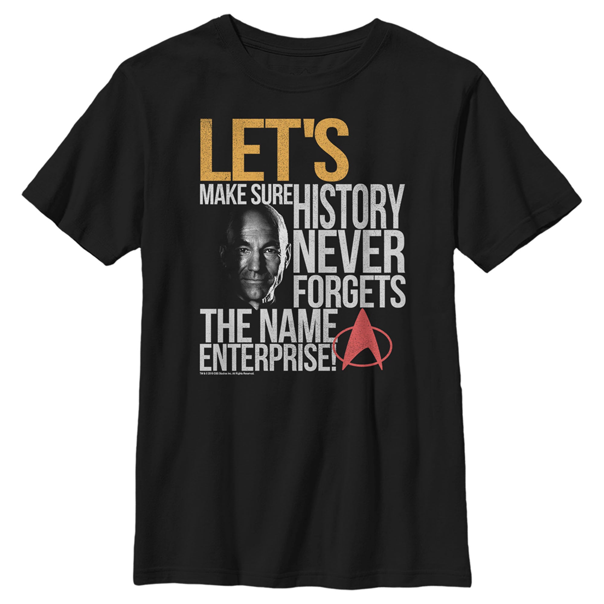 Boy’S Star Trek: The Next Generation Captain Picard History Never Forgets The Name Enterprise T-Shirt