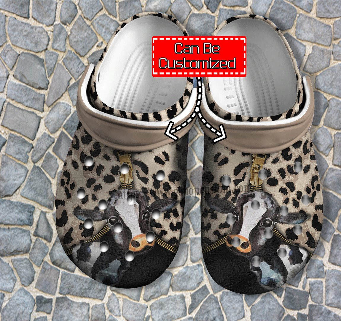 Cow Leopard Leather Crocs Shoes Gift Cow Girl – Farm Country Girl Cow Lover Shoes Croc Clogs Customize