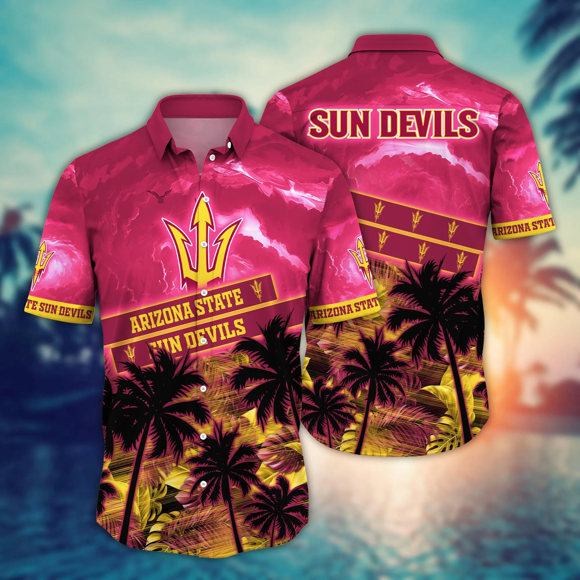 Arizona State Sun Devils NCCA Hawaiian Shirt Sundrenched Aloha Shirt