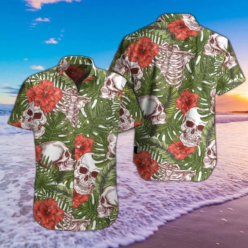 Skull Tropical Pattern Hawaiian Shirts Ha102189