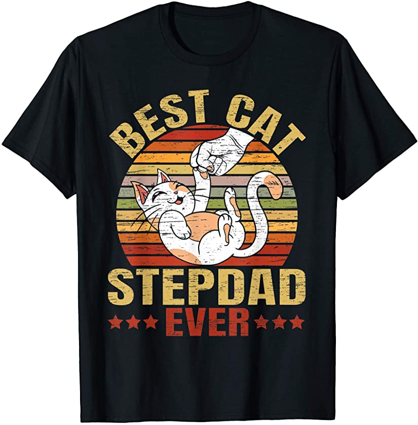 Mens Best Cat Stepdad Ever Fathers Day Kitty Lover Kitten Owner T-Shirt