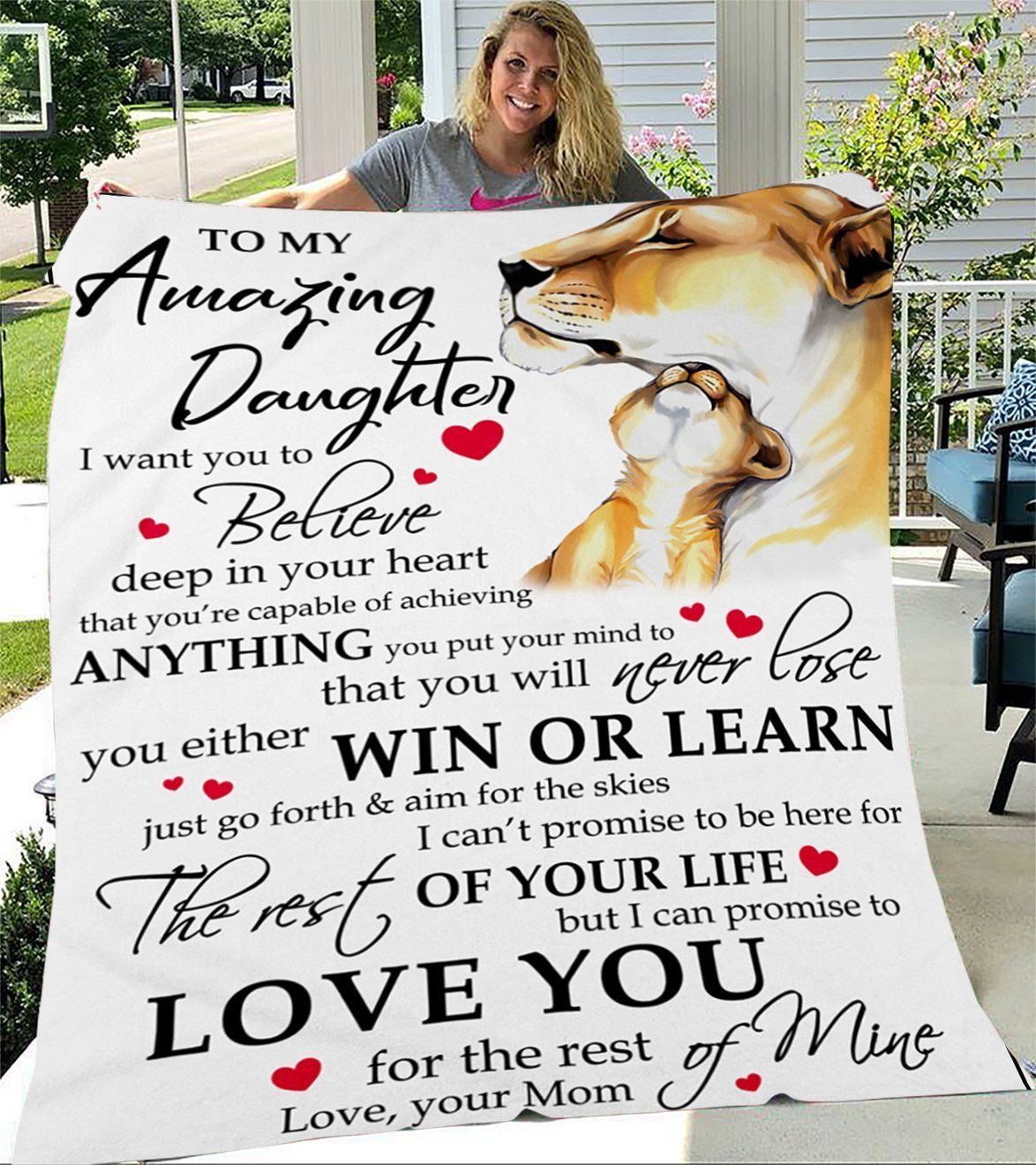 To My Amazing Daughter Lion Love You For The Rest Of Mine Fleece Blanket