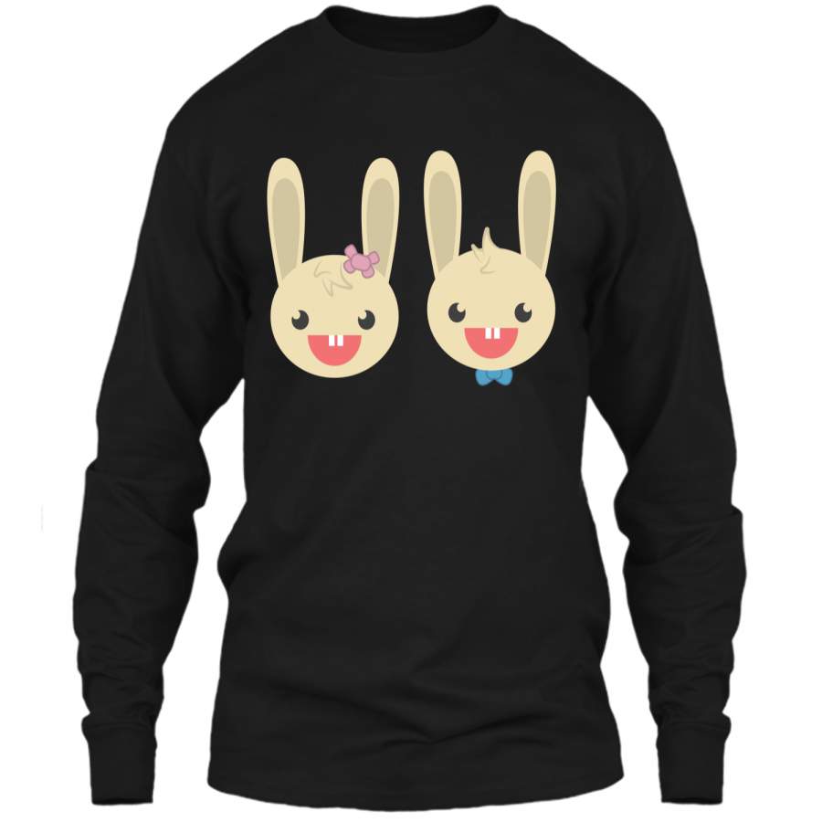 Cute Rabbit Bunny Couple Valentines Day Easter Shirt LS Ultra Cotton Tshirt