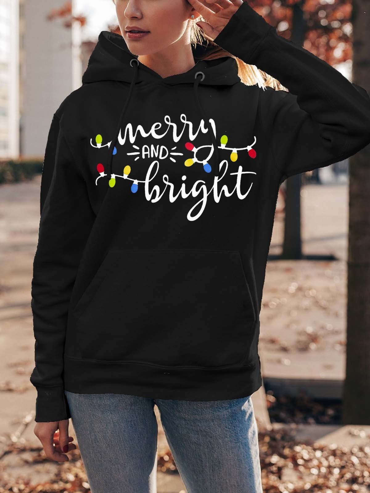 Women’S Christmas Merry And Bright Hoodie Sweatshirt