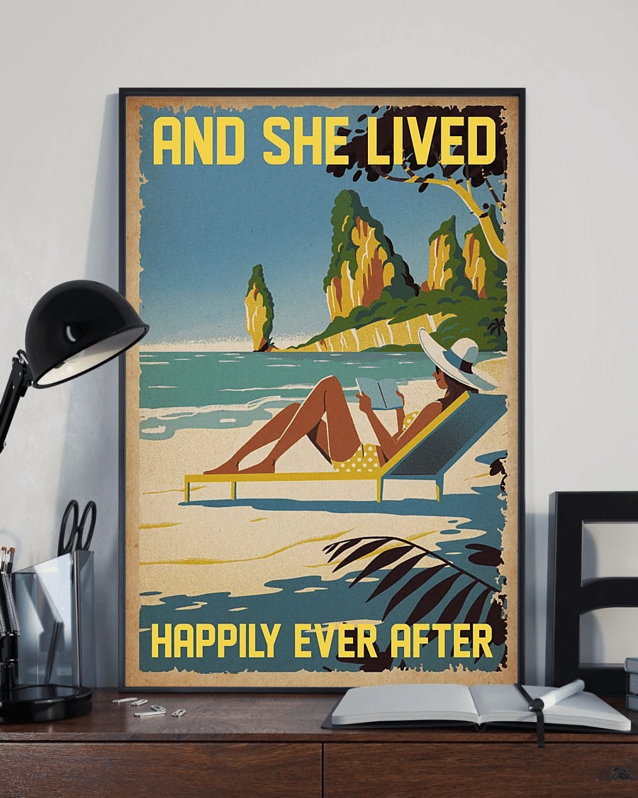 Beach Poster Canvas – And She Lived Happily Ever After Vintage Home Decor Wall Art Evg80824