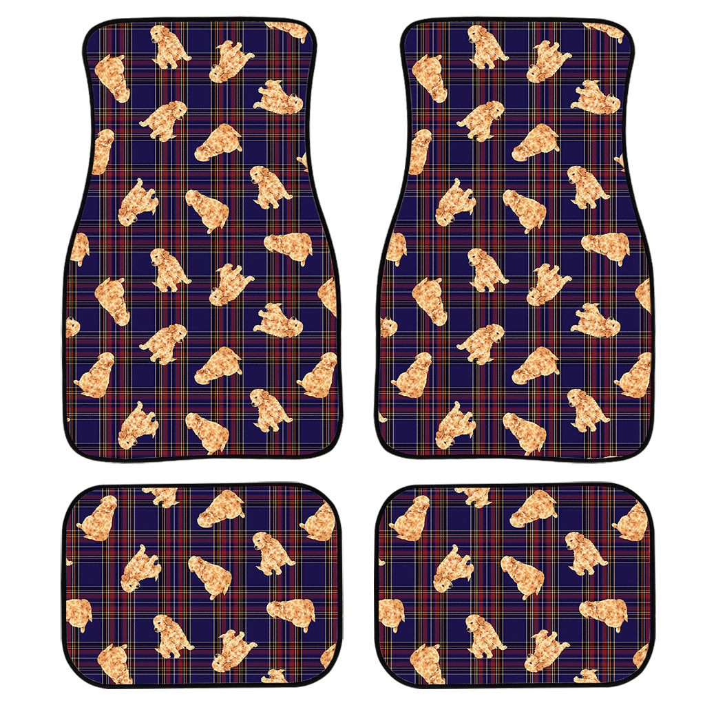 Golden Retriever Tartan Pattern Print Front And Back Car Floor Mats, Front Car Mat