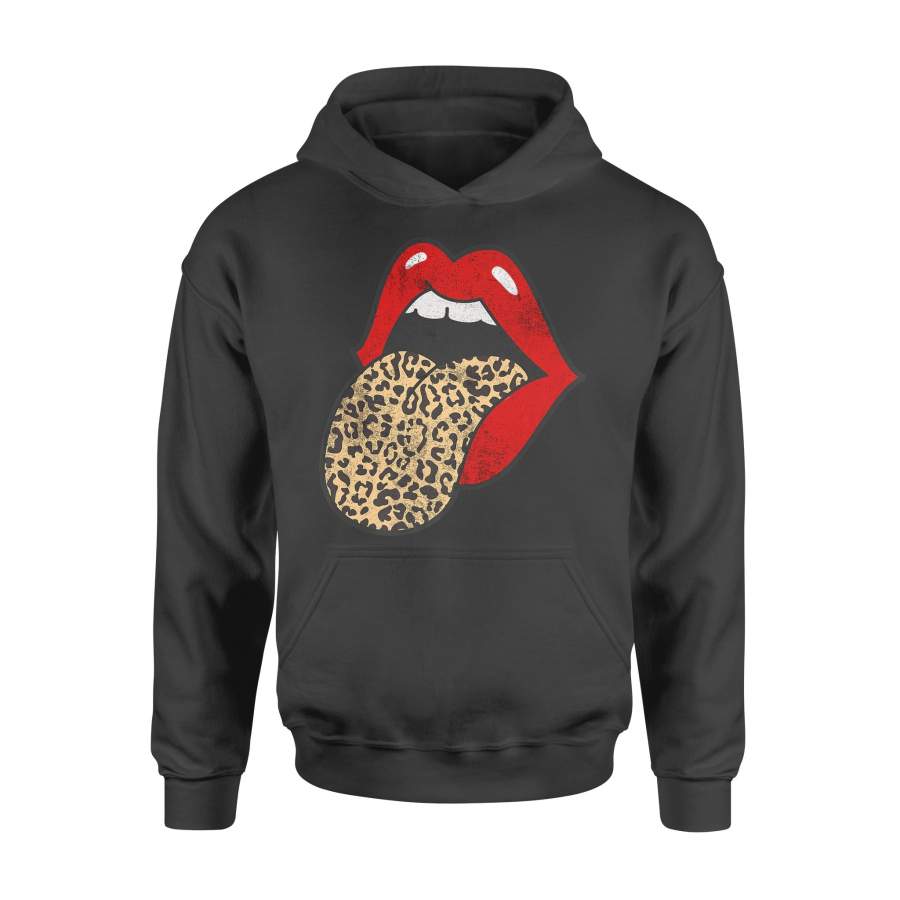 Red Lips Leopard Tongue Trendy Animal Print Premium T-Shirt – Standard Hoodie