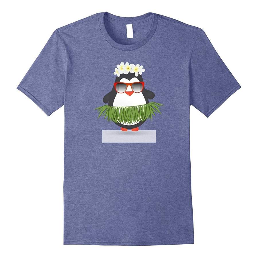 Funny Hula Hawaiian Penguin T-Shirt Tropical Summer Fashion Short Sleeved T Shirts