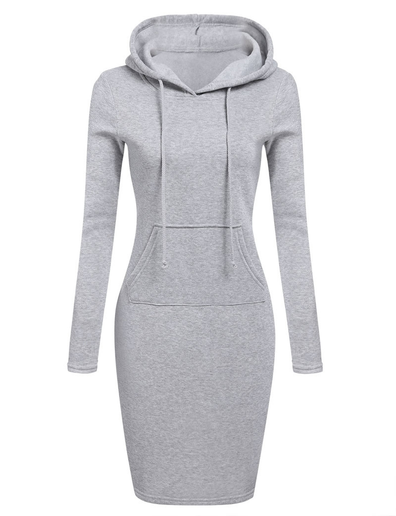 Women Hoodie Dress 2022 Spring Autumn Solid Color Long Sleeve Hoodie Casual Hooded Jumper Pockets Sweater Tops Women Clothing alx