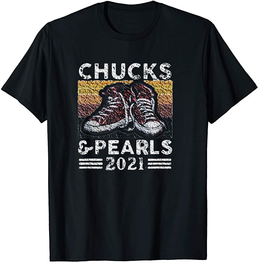 vintage Chucks and Pearls 2021 HBCU Black Girl red Gift T-Shirt