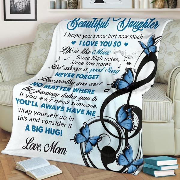 To My Daughter You Will Always Have Me Fleece Blanket Animal Gift For Family,Birthday,Daughter,Butterflies Lover Gift Home Decor Bedding Couch Sofa Soft And Comfy Cozy