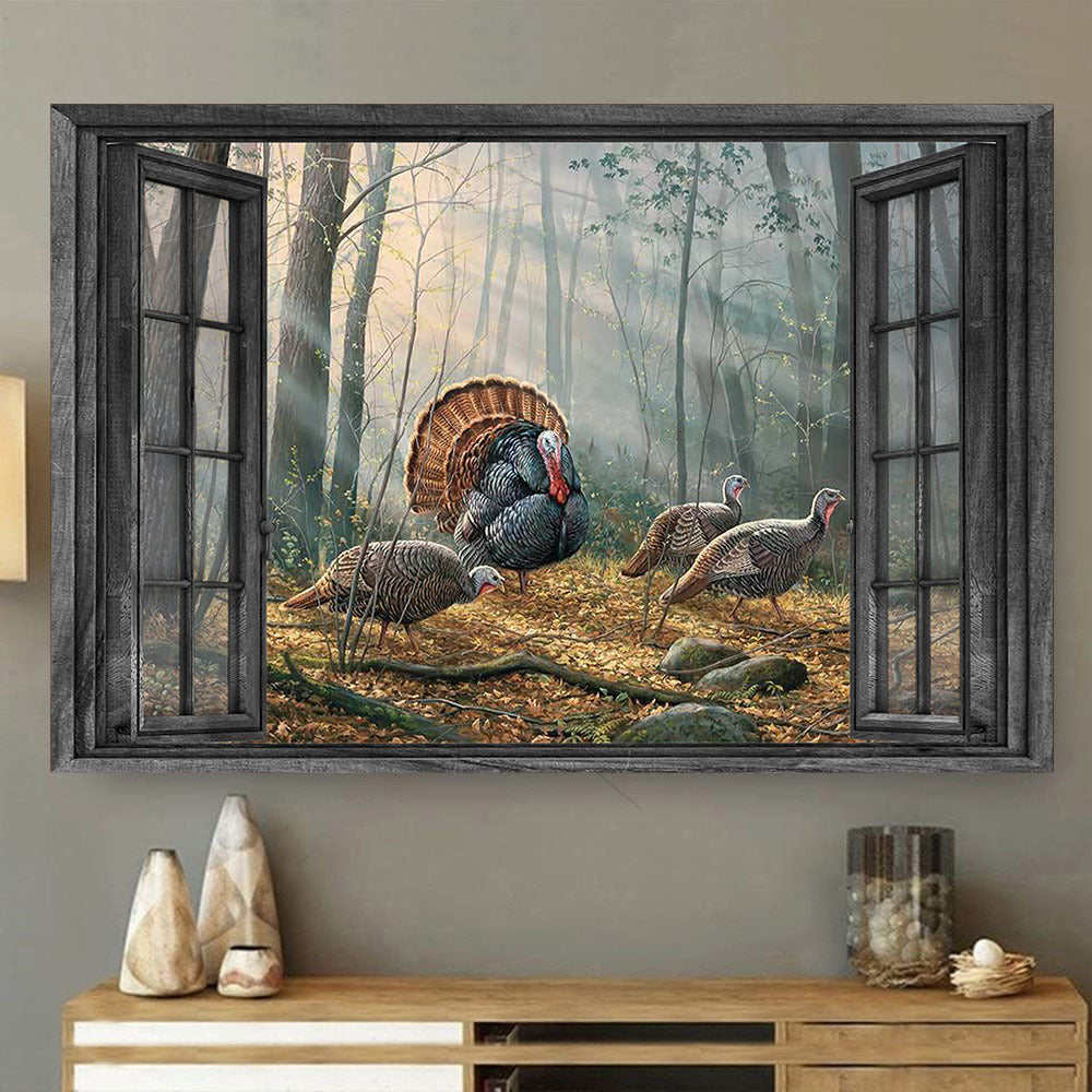 Turkey Poster 3D Painting Art Opend Window Living Decor Gift For Farm Animals Lover