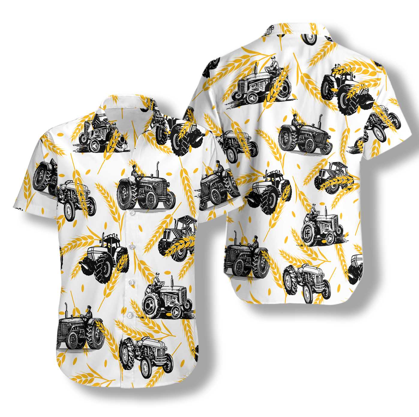 Tractors On Wheat Pattern Hawaii Shirt Ha41791