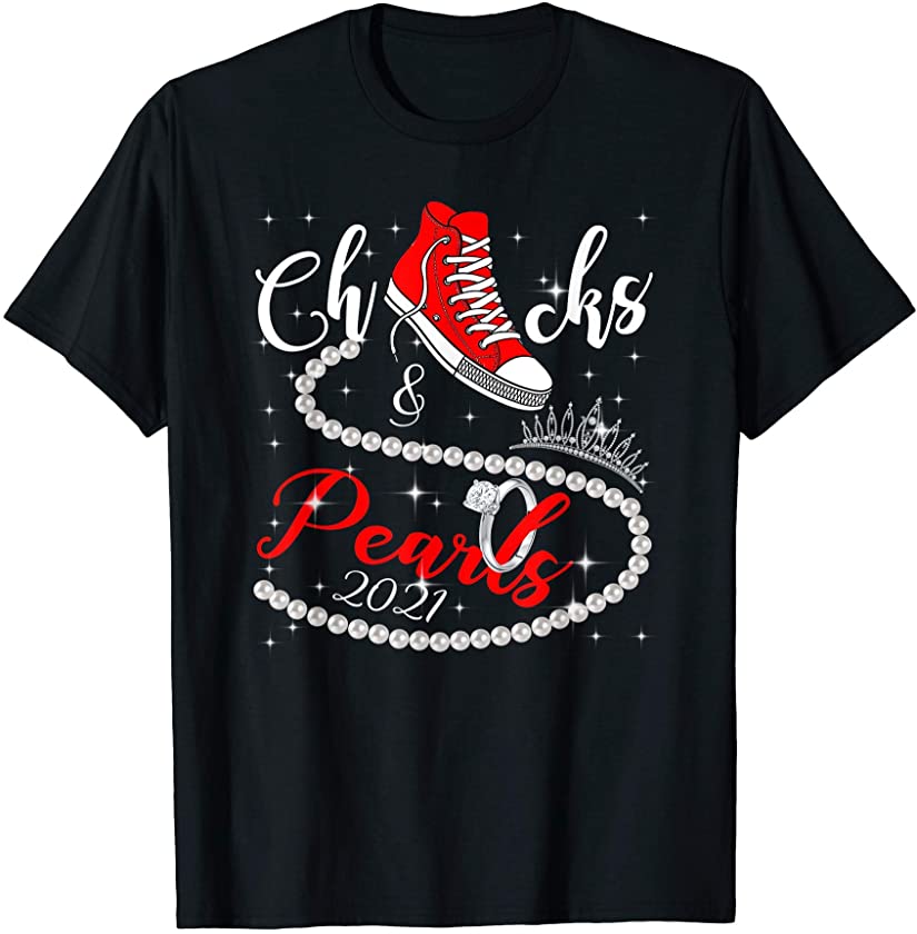 Chucks and Pearls 2021 HBCU Black Girl Magic Red Gift T-Shirt