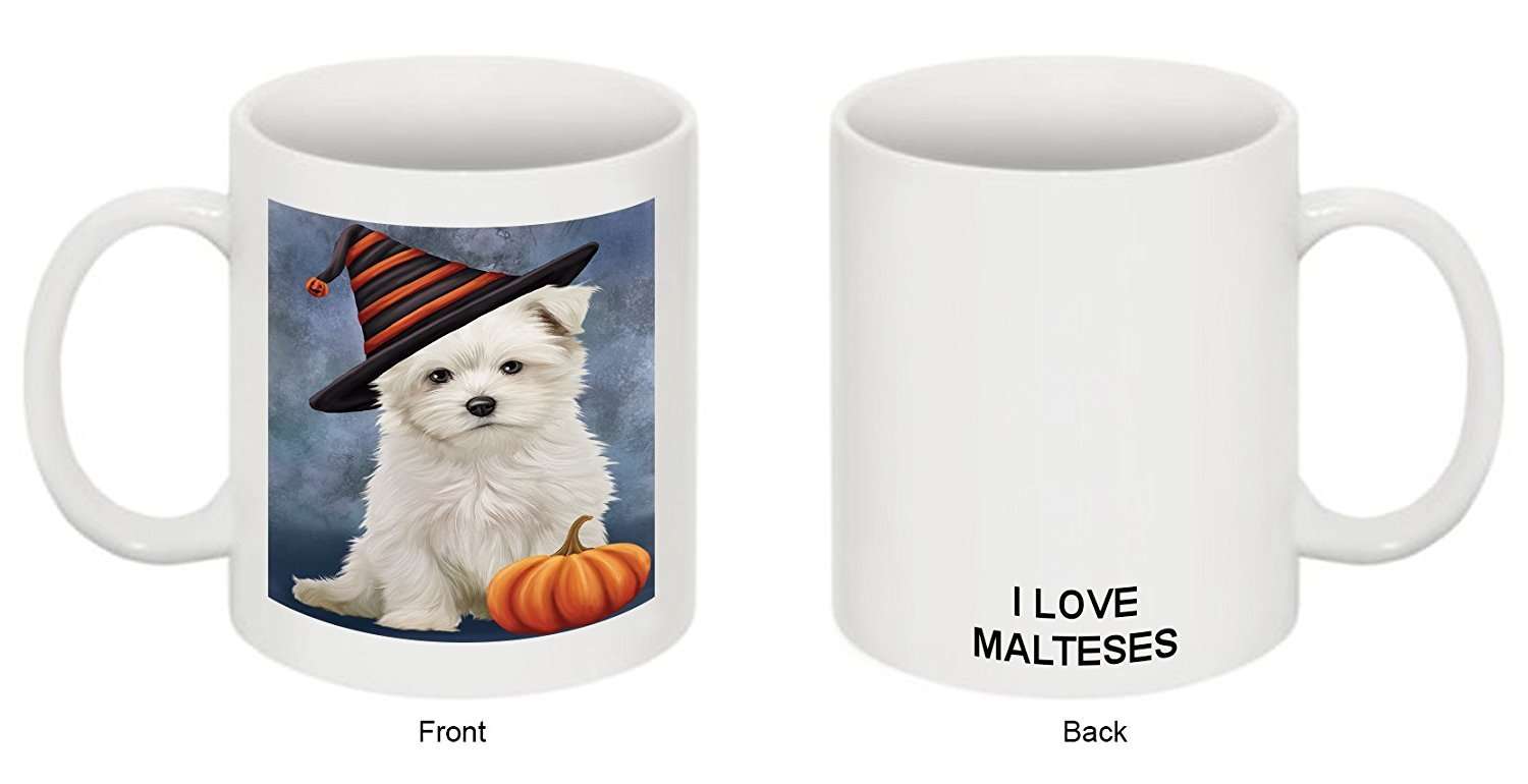 Christmas Happy Holidays Maltese Puppy Wearing Witch Hat Mug Cmg0659