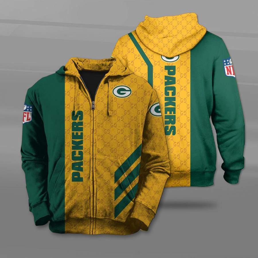 Men / Women New Design Green Bay Packers Zipper Hoodie, Zipper Hoodie for Packers Fans 415 style