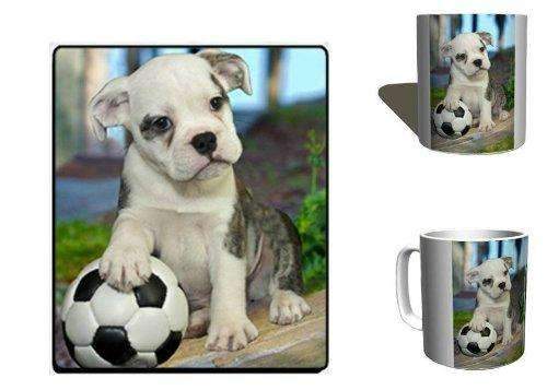 Bulldog Puppy Mug & Mousepad Combo Gift Set