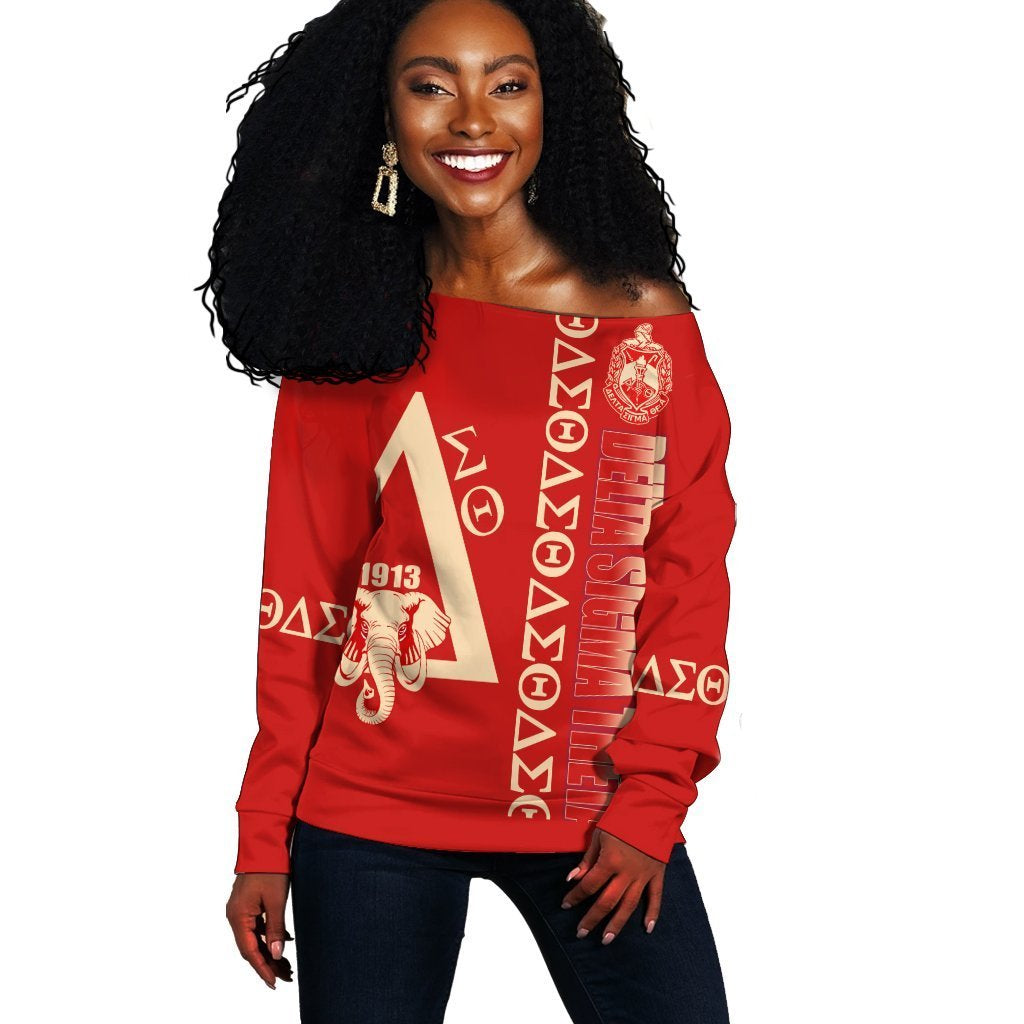 Greek Life Sweatshirt – Red Delta Sigma Theta Off Shoulder J90