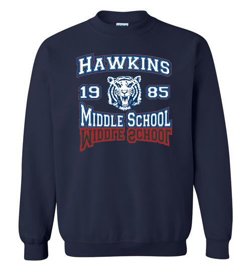 Hawkins Middle School Tigers 1985 Premium Cotton Sweatshirt By Gildan