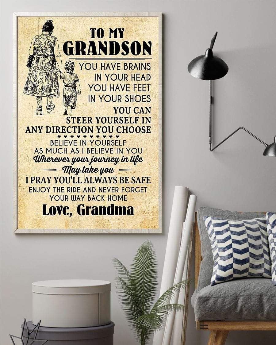 Gift For Mother From Grandma To My Grandson, I Pray You'll Always Be Safe.. Christmas Gift Family Canvas Print Poster Print, Wall Art Canvas, Poster Canvas Wall Decor - Teeshirtsummer Christmas Gift