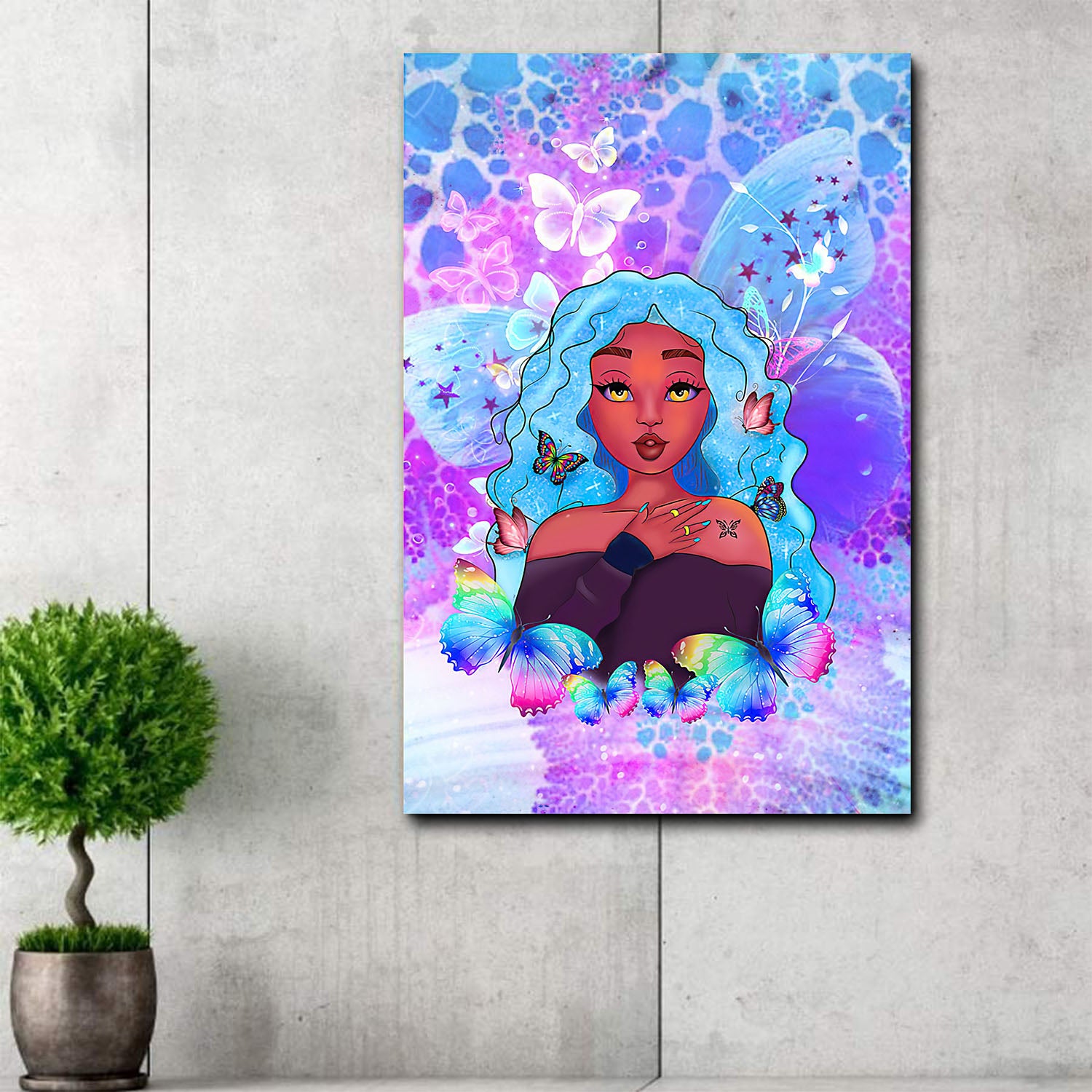 African American Magic Poster Dark Skin Girl Princess Illutration African Inspired Home Decor