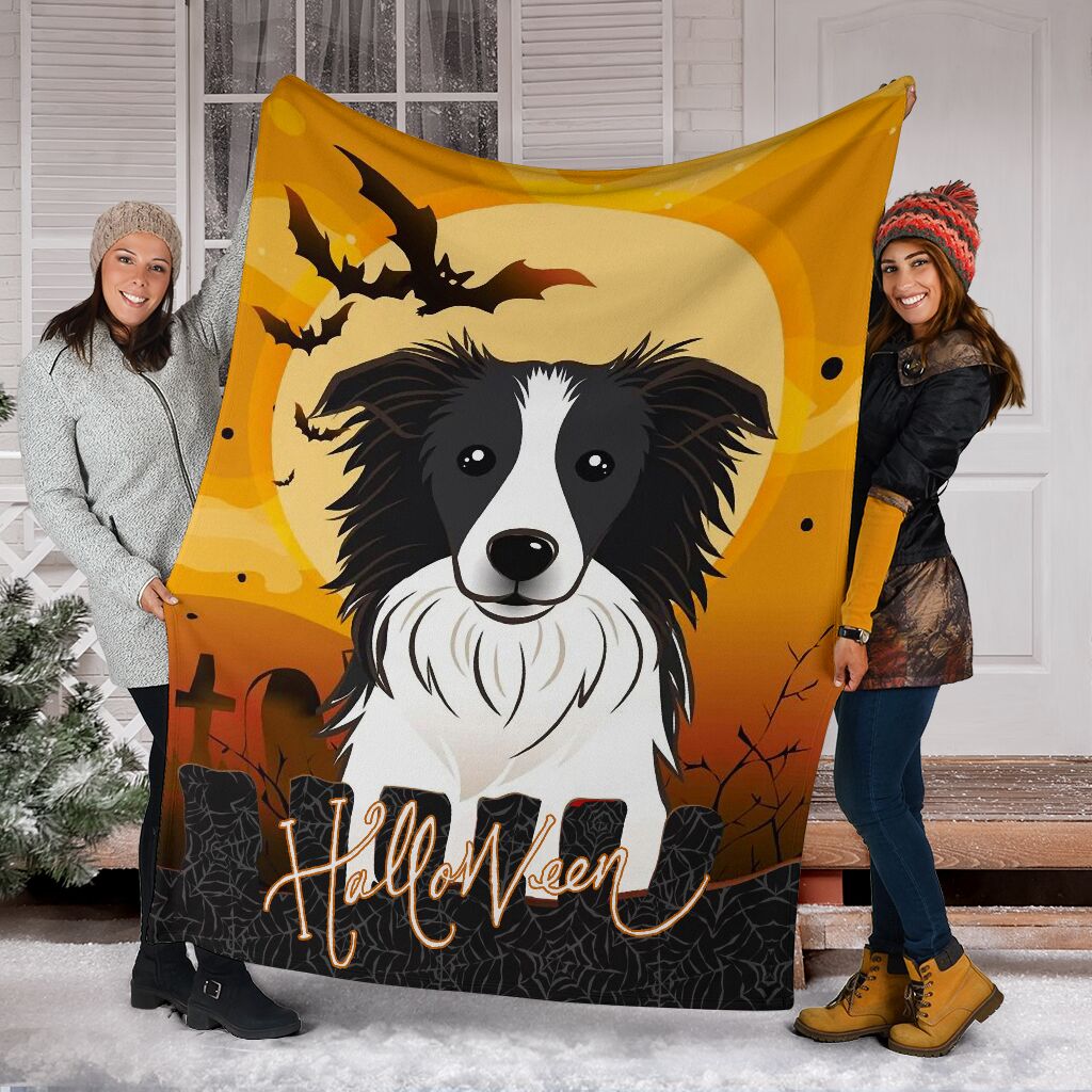 Border Collie Dog Halloween Fleece Blanket, Border Collie Halloween Gifts