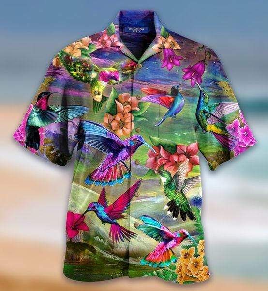 Colorful Life Is Better With A Hummingbird Unisex Hawaii Aloha Shirts Ha35132