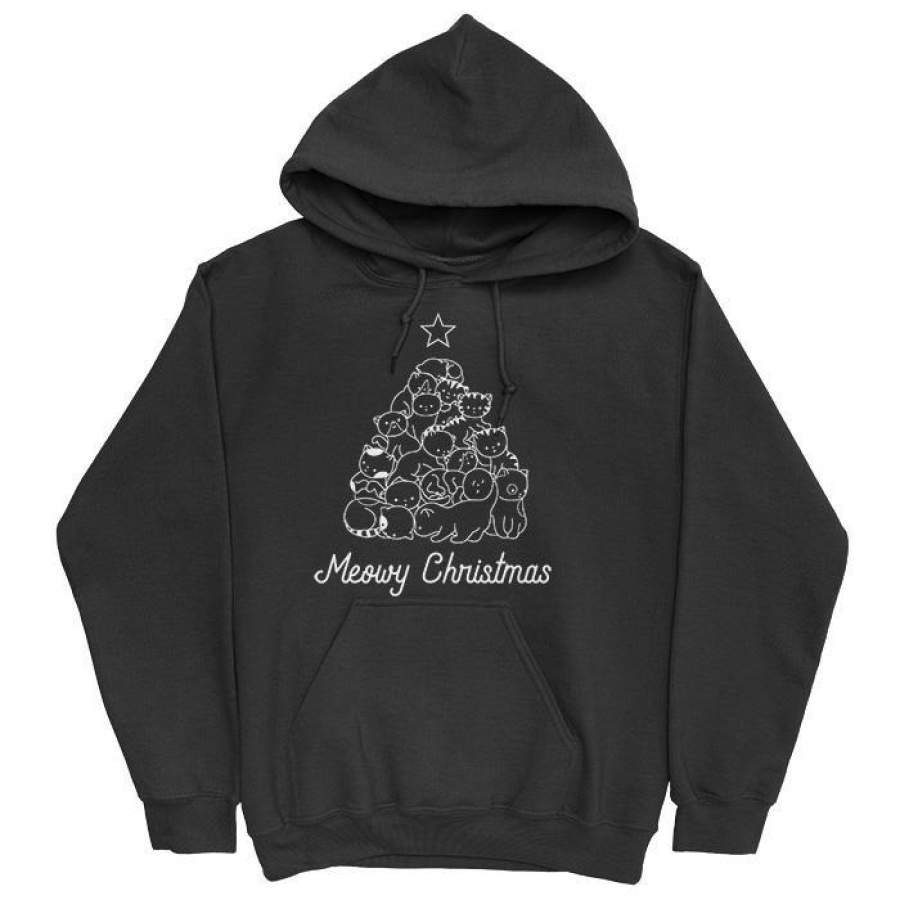 Meowy Xmas Tree Hoodie Christmas Gift Ideas