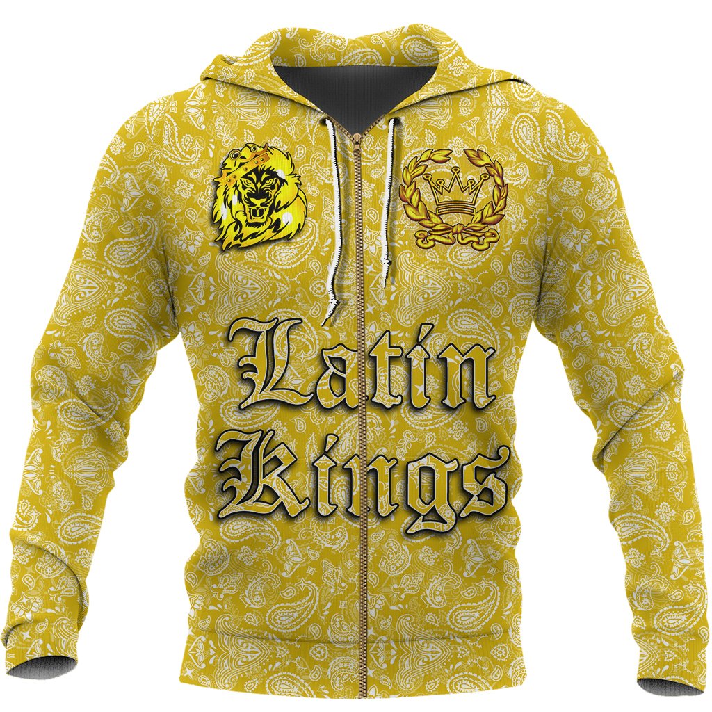 (Custom) Latin Kings Zip Hoodie Yellow Bandana A31