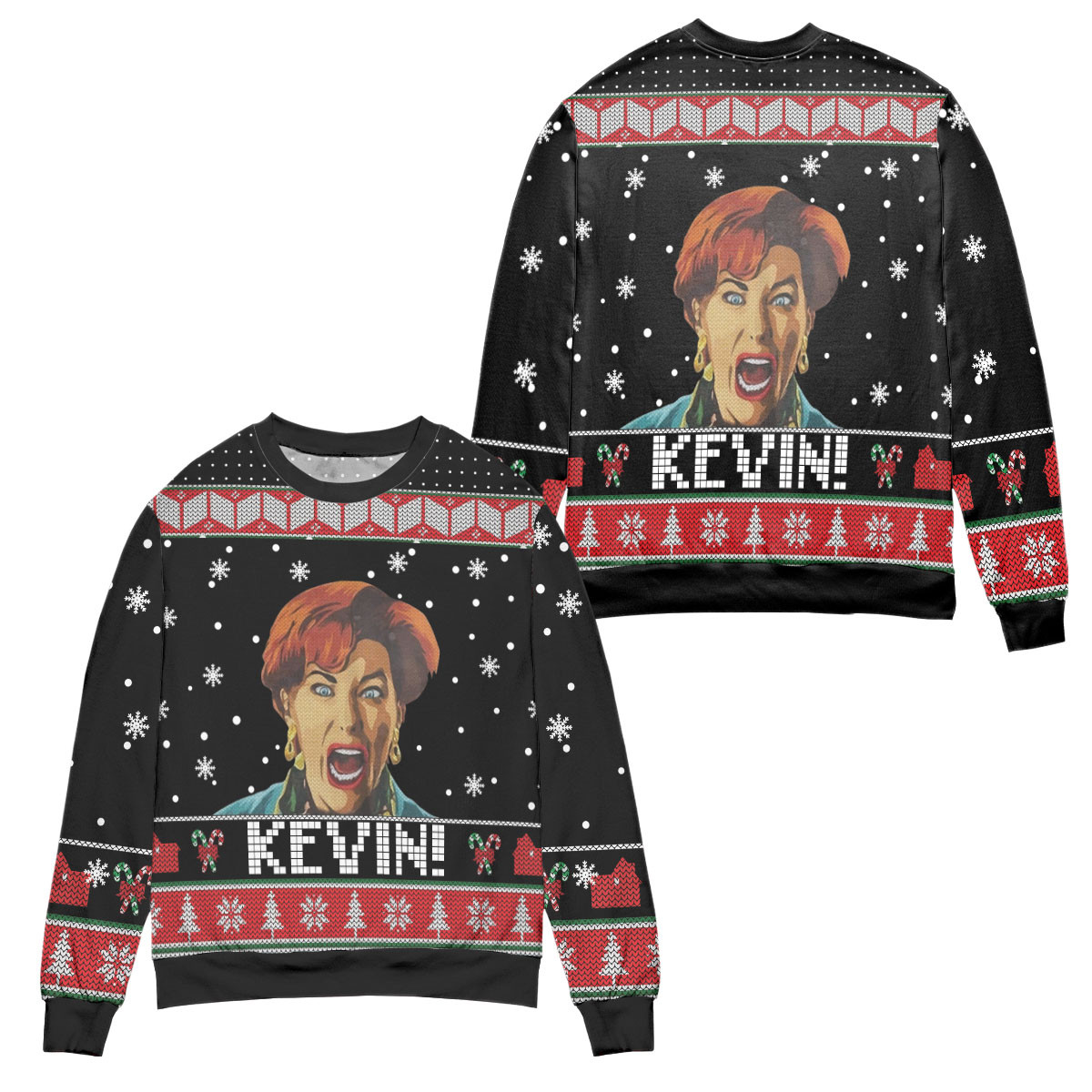 Kevin! Meme Home Alone Snowflake Christmas Pattern Ugly Christmas Sweater – All Over Print 3D Sweater