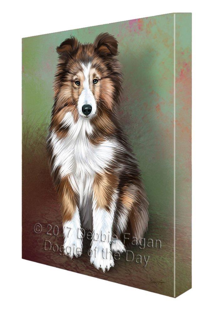 Shetland Sheeps Puppy Dog Painting Printed On Canvas Wall Art Signed