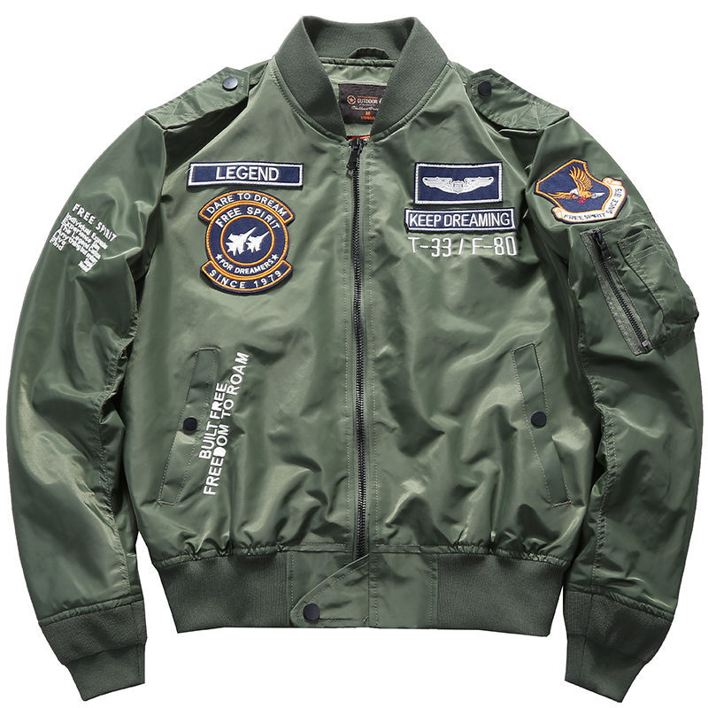 USA Man’s Bomber Jacket Baseball Uniform Air Force One Army Aviation Jumper Aviator Workwear Baseball Jersey Embroidery Coat Men alx