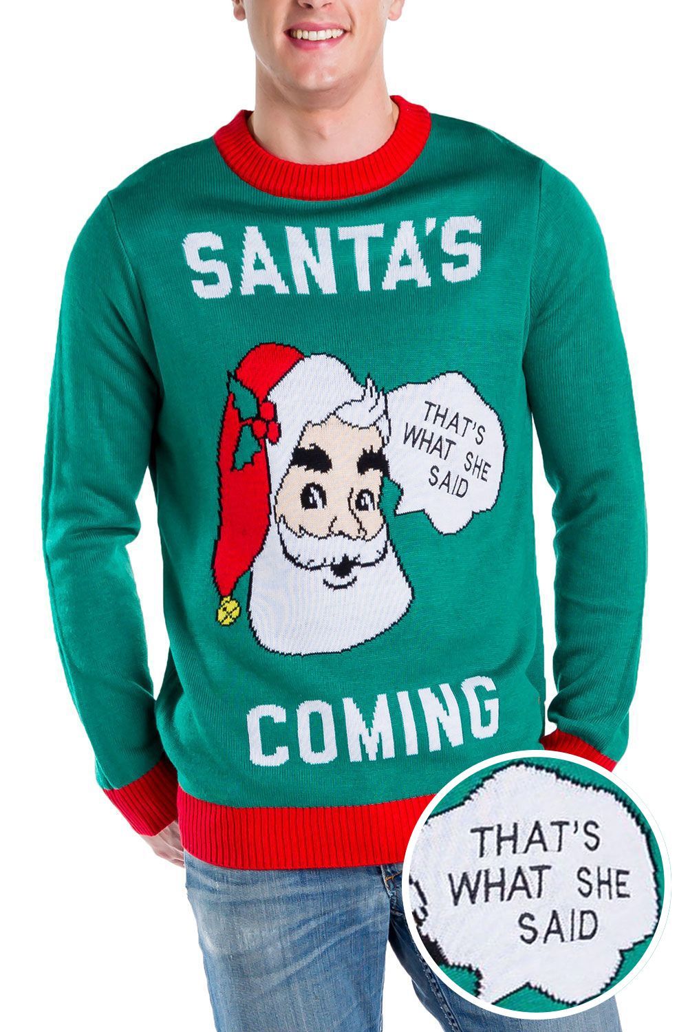 Tipsy Elves Men’S Santa’S Coming Ugly Christmas Sweater