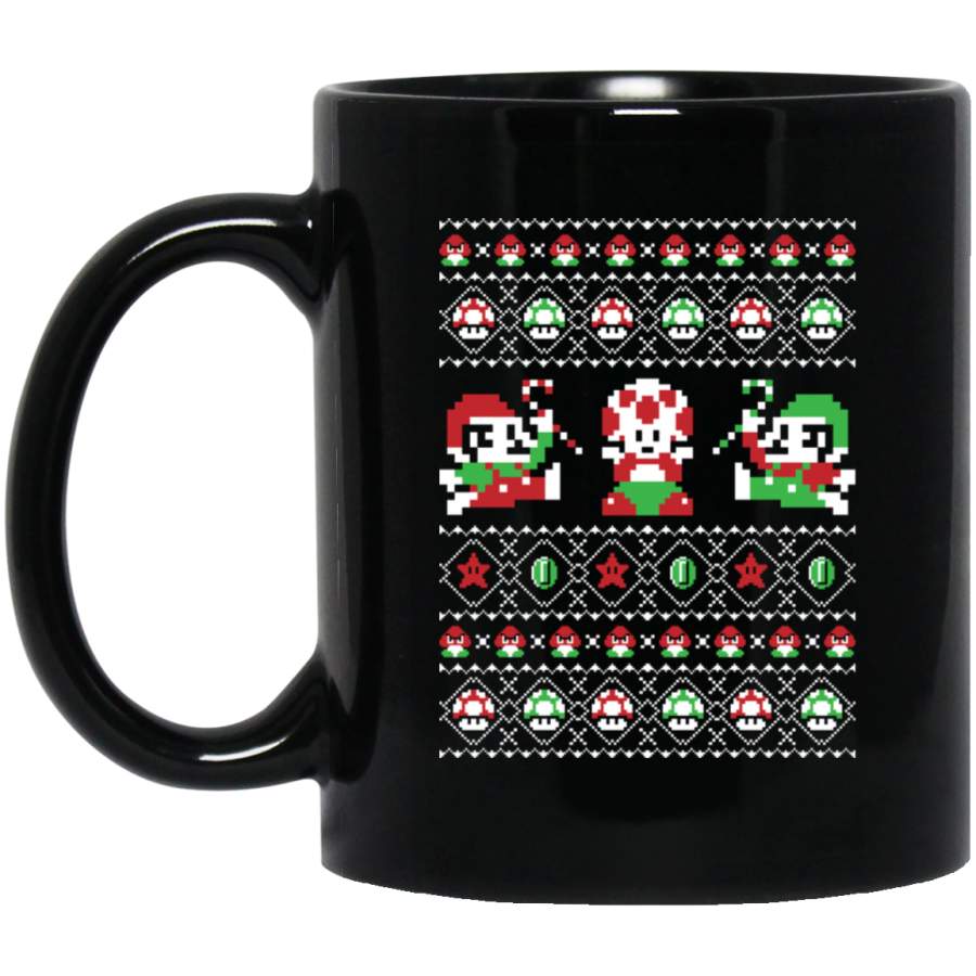 Super Christmas Bros – Ugly Sweater Mug Black Mug