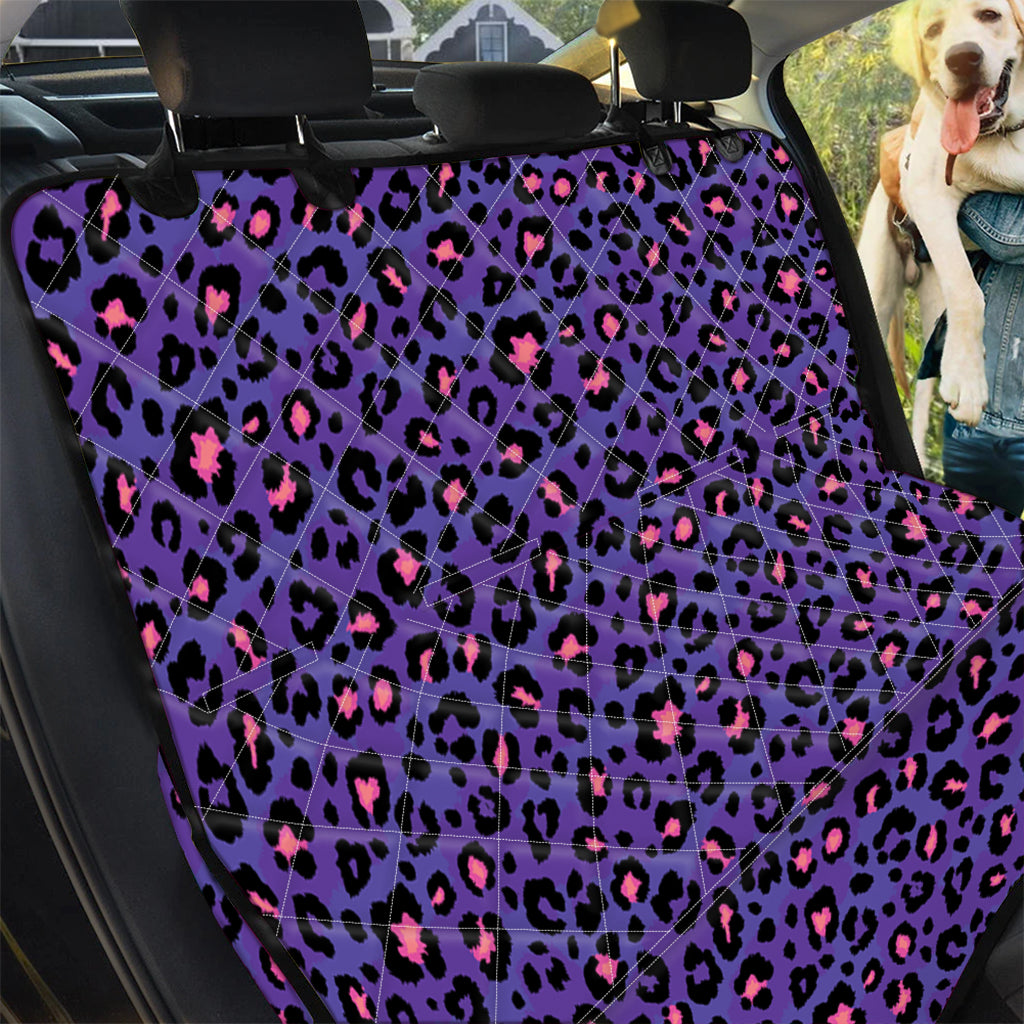 Purple And Pink Leopard Print Pet Car Back Seat Cover